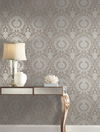 Imperial Damask Beige & Silver Wallpaper thumbnail 1