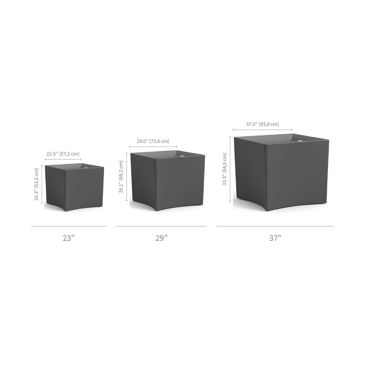 TruDrop Pinch Self Watering Square Planter, by Crescent Garden, 22.52" width x 20" height x 22.52" depth View 3