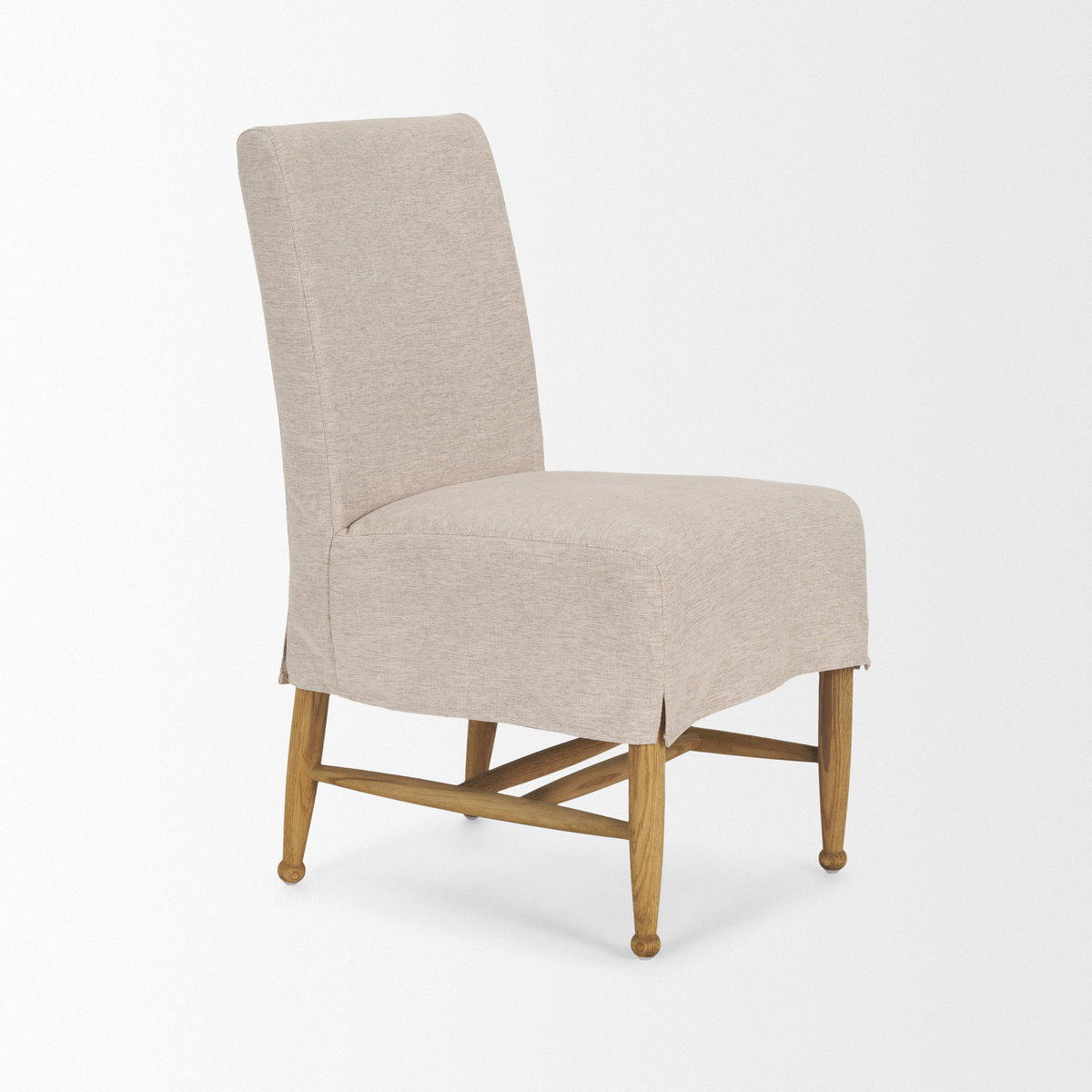 Whitley Oatmeal Performance Fabric with Oak Wood Dining Chair, by Mercana, 19.25" length x 24" width x 35" height View 7