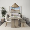 David Solid Back Dining Side Chair | Tuffed Cream Fabric with Brown Wood, Dining Chair by Mercana, 18.5" length x 26" width x 34.5" height thumbnail 3