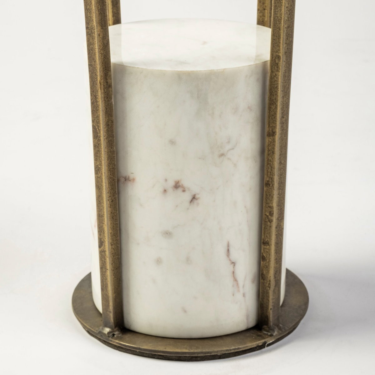 Jacinta II 21' Round Glass Top Metal and Marble Pedestal End/Side Table, Side & End Table by Mercana, 21" length x 21" width x 24" height View 8