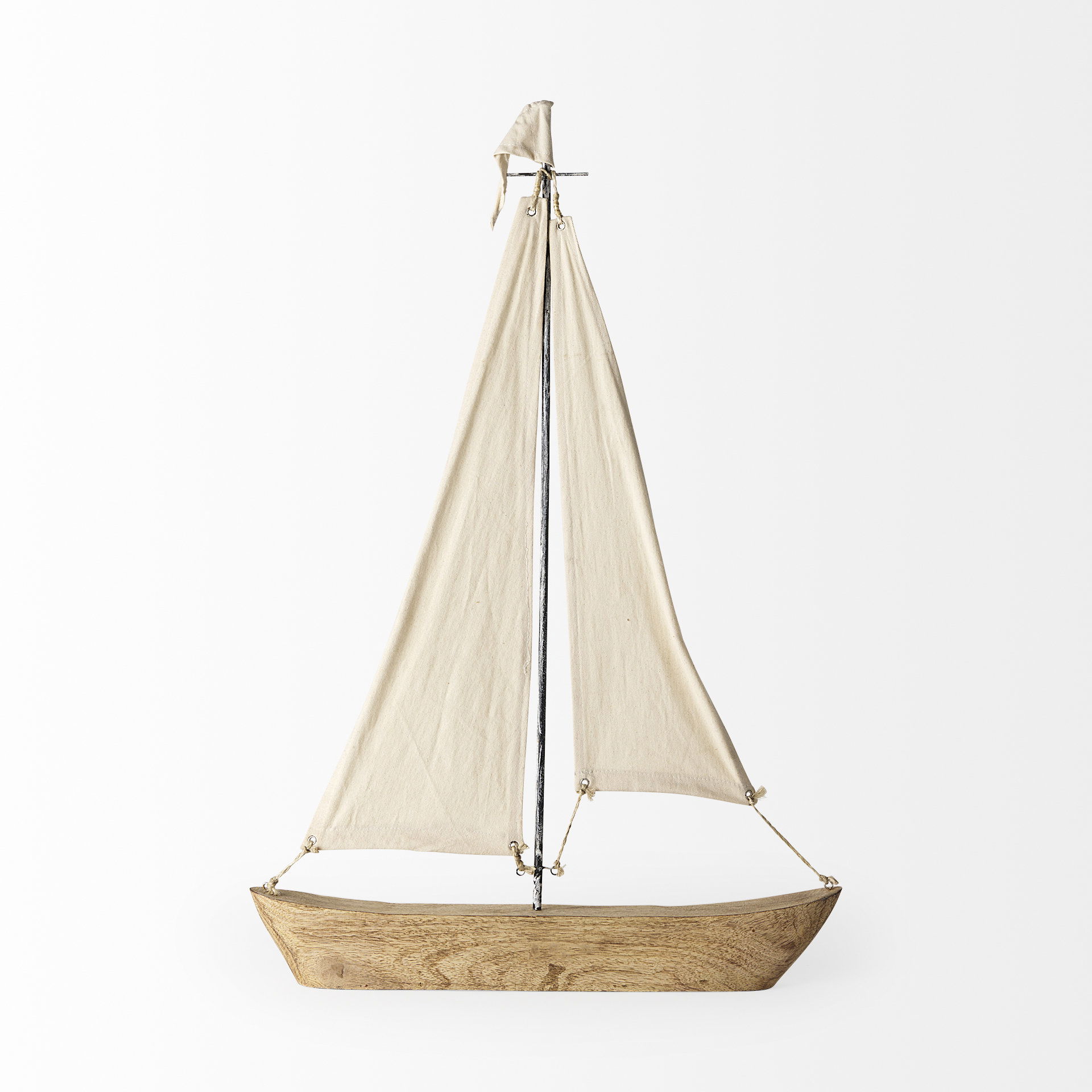Tartane Large 22L x 2W Brown/Cream Nautical Inspired Sailboat large image 