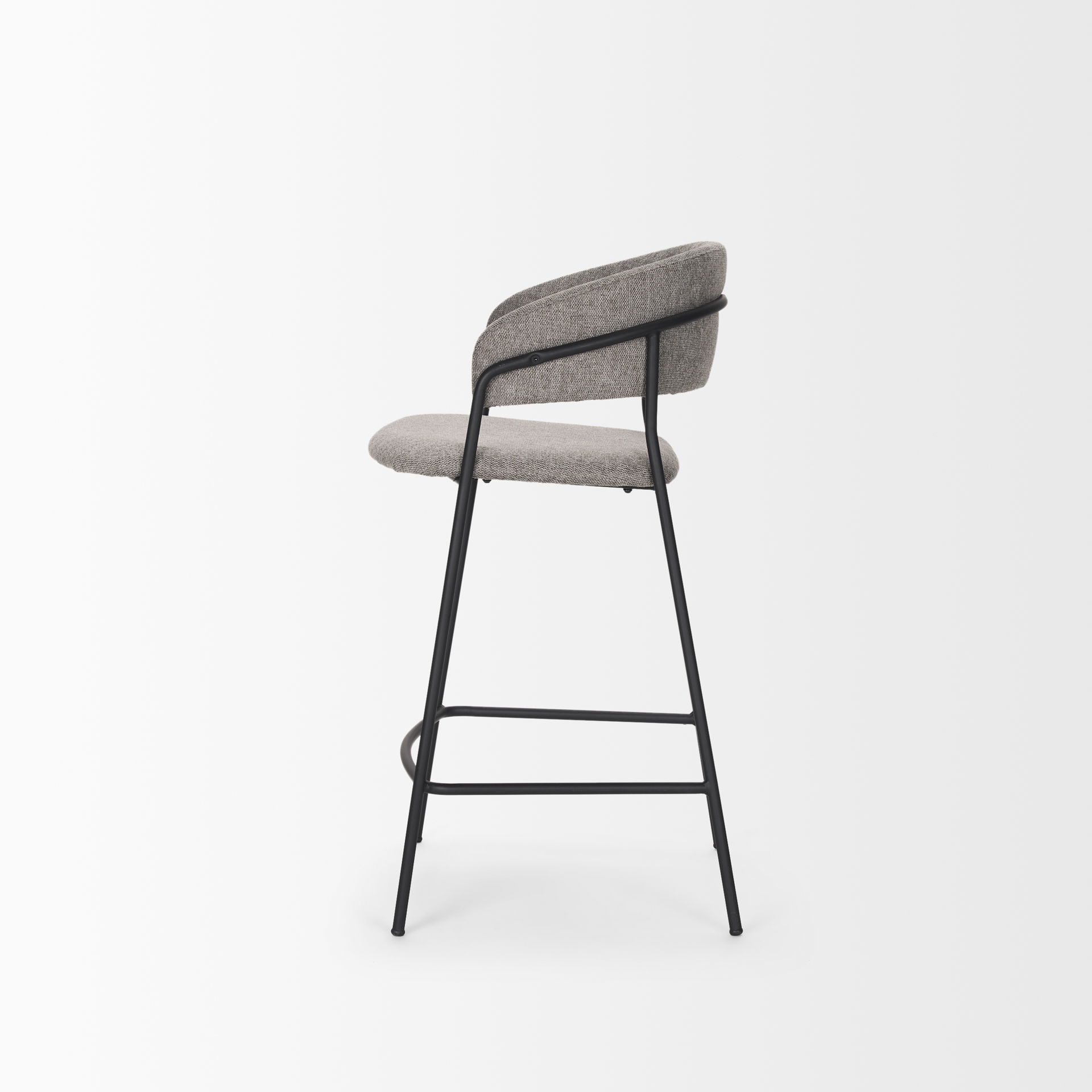 Carolyn Counter Stool with Gray Fabric & Matte Black Metal large image 