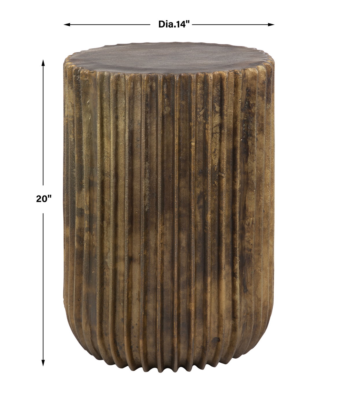 Peaks And Valleys Gold Accent Table, Side & End Table by Uttermost, 14" width x 20" height x 14" depth View 3