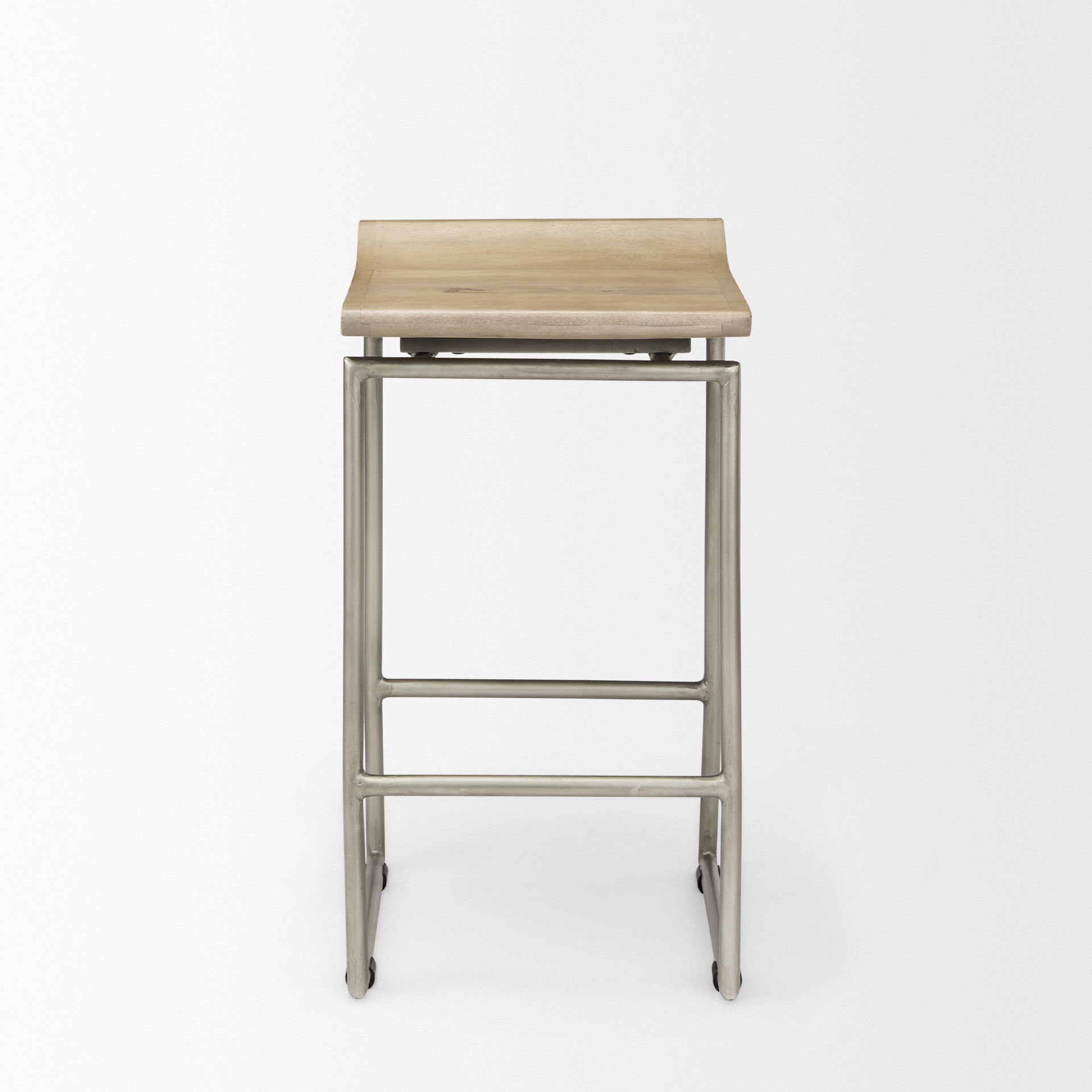 Givens 14.0L x 15.8W x 25.8H Brown Wood with Silver Metal Frame Counterstool large image 