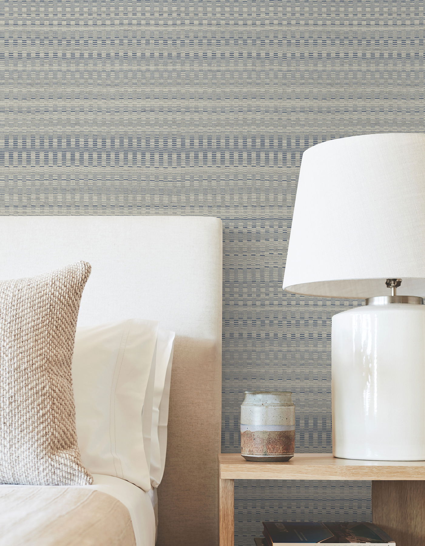 Tapestry Stitch Navy Wallpaper large image 