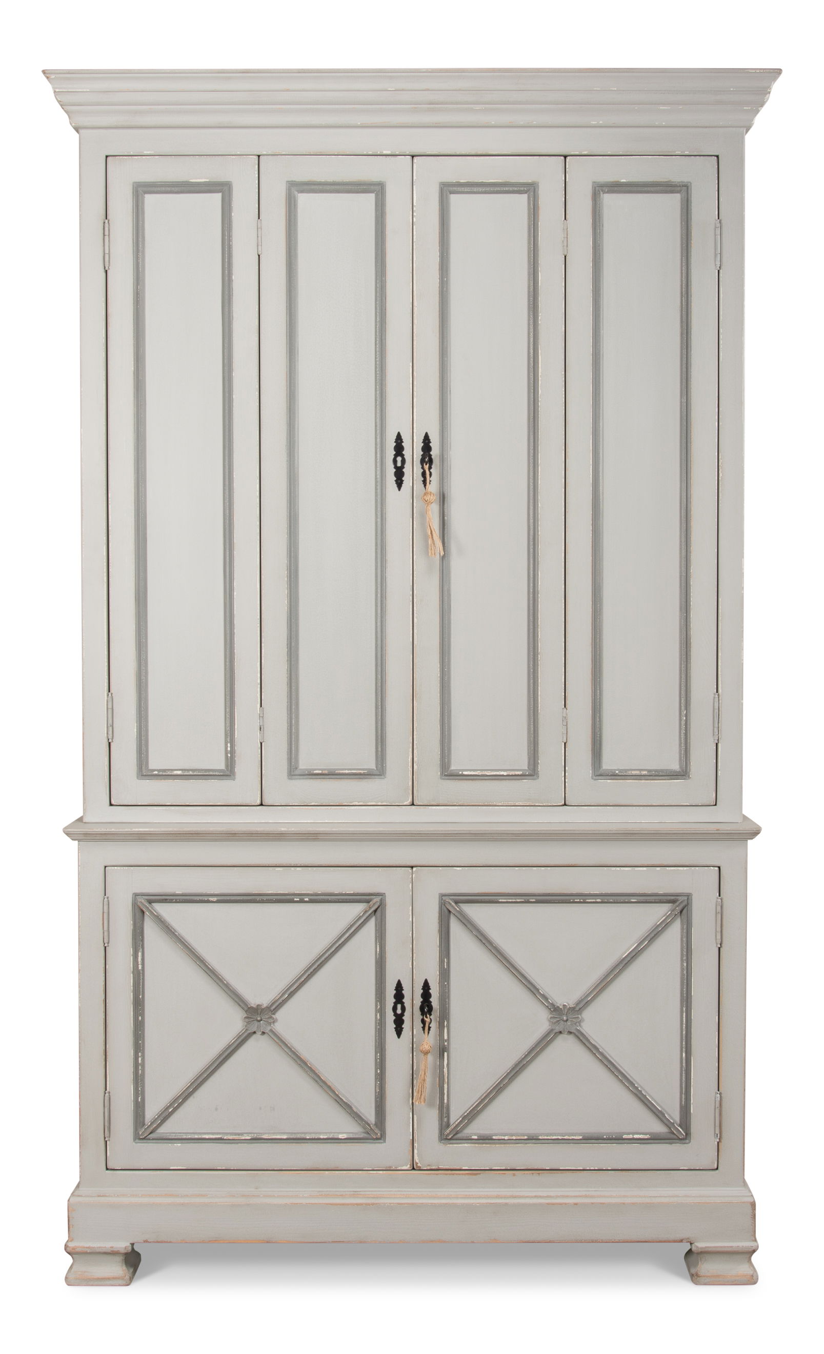 *Painted Directoire Style Cupboard, Shelving & Bookcase by Sarreid, 54" length x 17" width x 89" height View 3