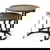 Aisley (Set of 2) 19.3L x 19.3W x 19H Light Brown Wood with Black Metal Base Round Nesting Side Tables, Side & End Table by Mercana, 19" length x 19" width x 19.25" height thumbnail 1