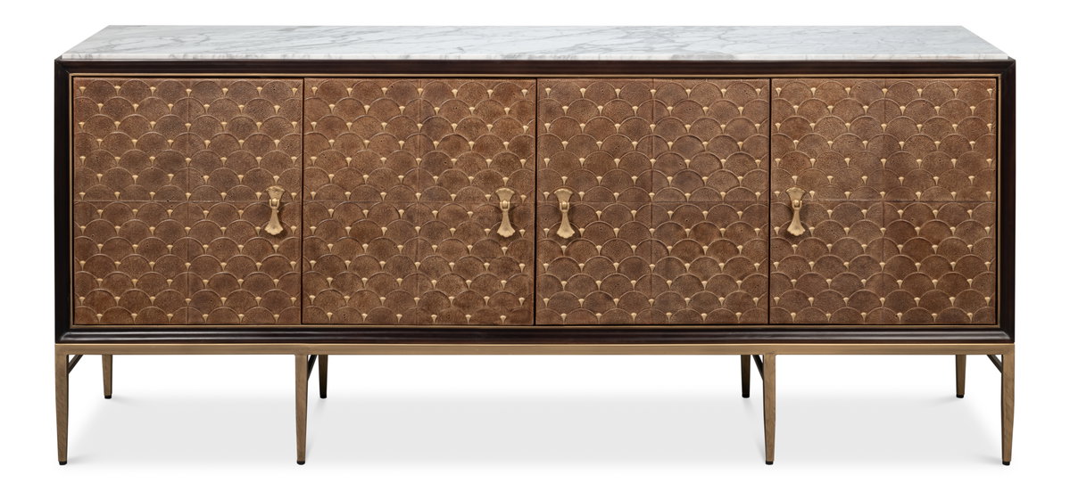 Palisade Shagreen Credenza, by Sarreid, 1'7" length x 6'8" width x 2'10" height View 2