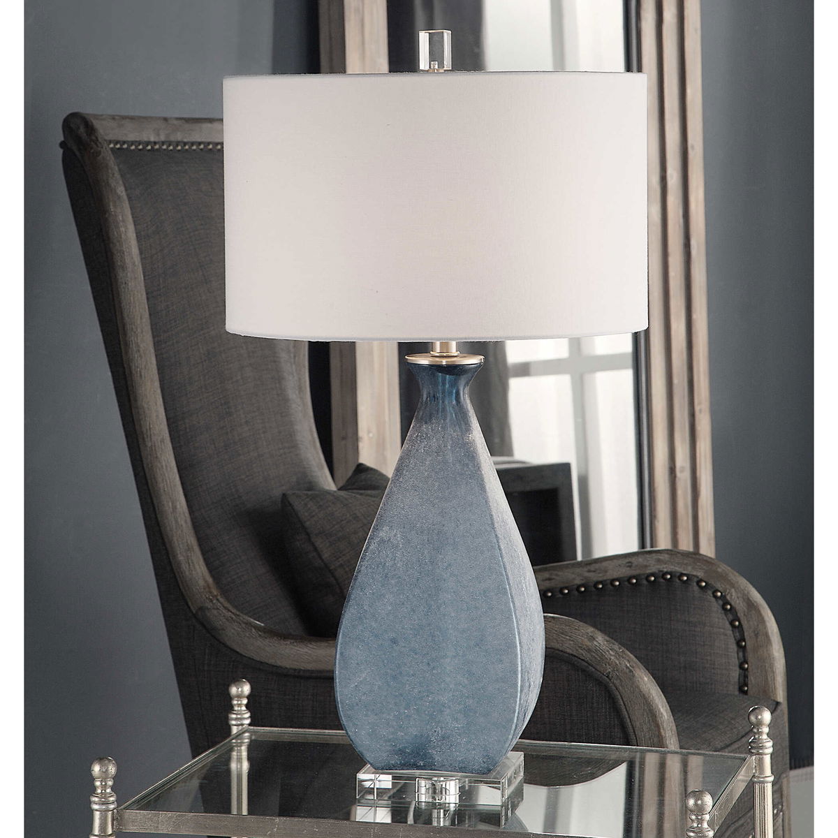 Atlantica Ocean Blue Lamp, Table Lamp by Uttermost, 16" width x 29.25" height x 16" depth View 2