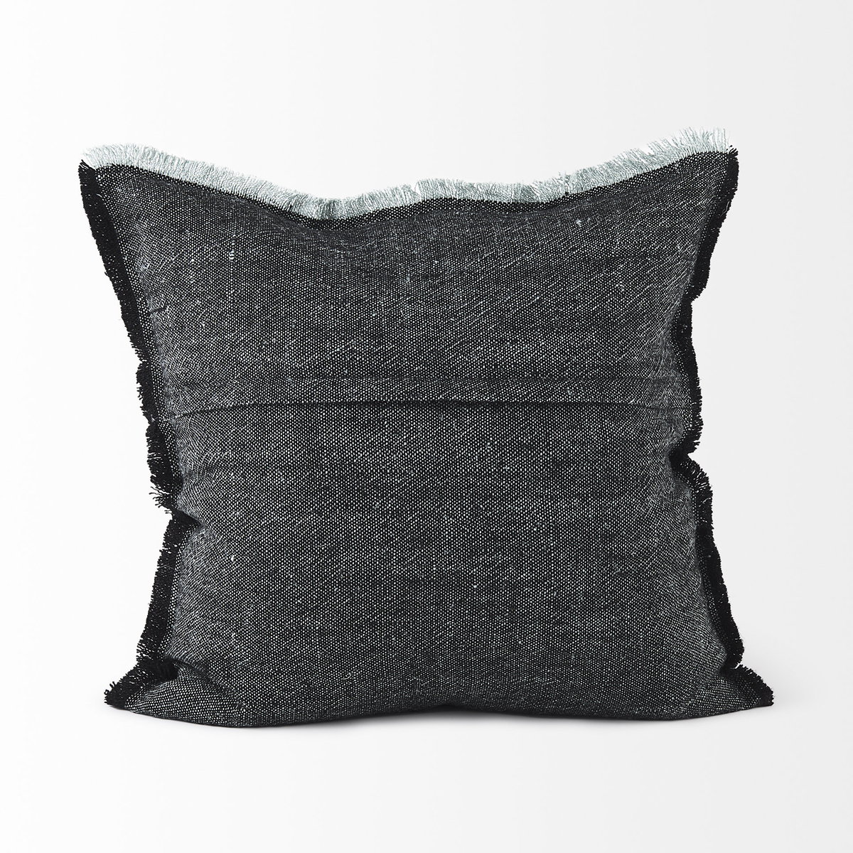 Malia 20x20 Black and Teal Fabric Fringed Pillow Cover, Decorative Pillow by Mercana, 20" length x 20" width x 0.2" height View 4