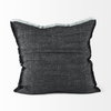 Malia 20x20 Black and Teal Fabric Fringed Pillow Cover, Decorative Pillow by Mercana, 20" length x 20" width x 0.2" height thumbnail 4
