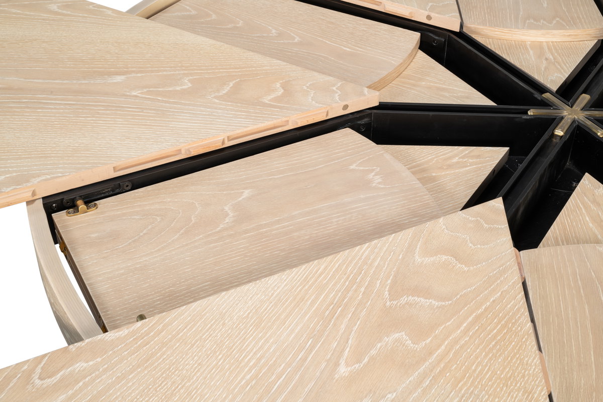 Tower Jupe Dining Table Med Bleached Oak, by Sarreid, 4'7" length x 4'7" width x 2'6" height View 5