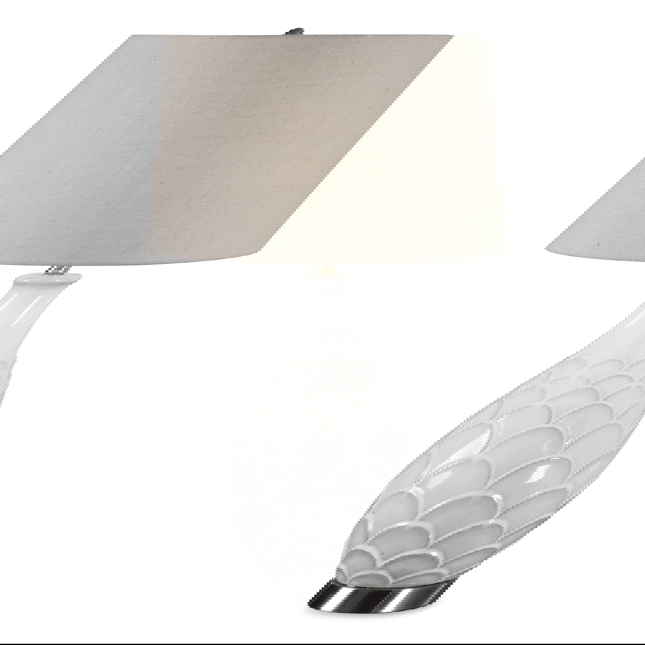 Camellia Glossed White Table Lamp large image 