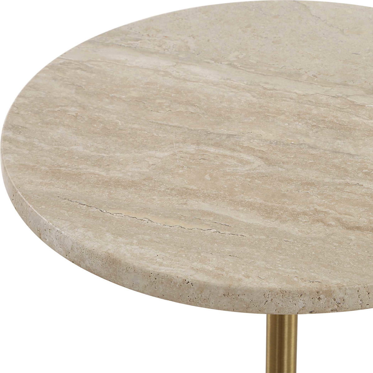 Malya Travertine Accent Table, Side & End Table by Uttermost, 14" width x 24" height x 14" depth View 4