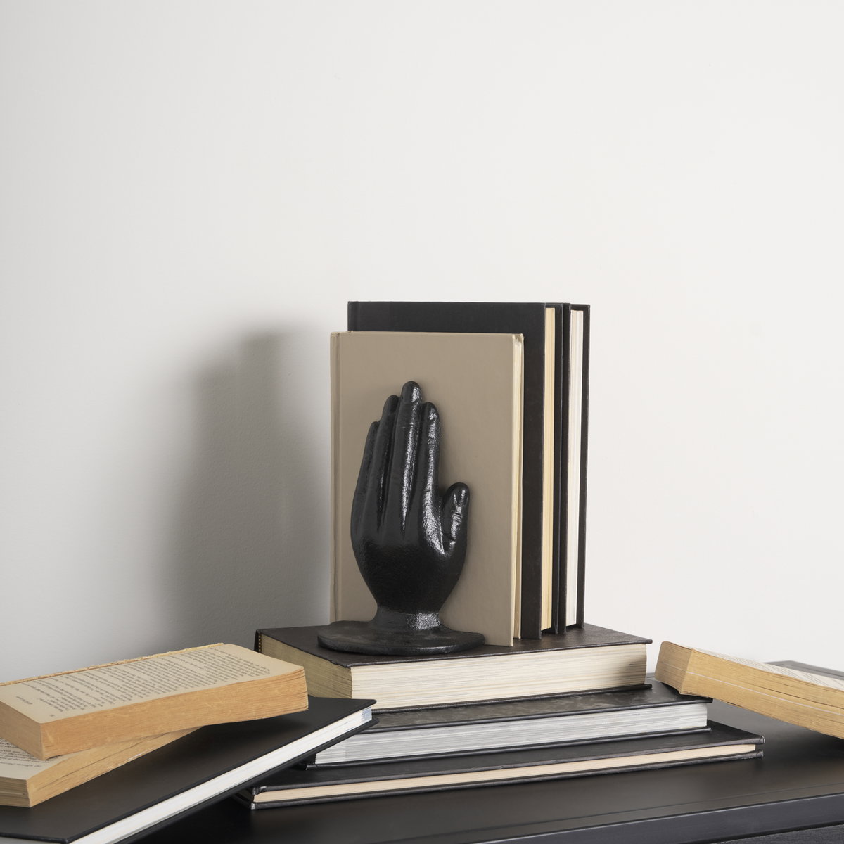 Praying Hands Bronze Cast Iron Book Ends, Bookend by Mercana, 5.91" length x 4.65" width x 7.17" height View 2
