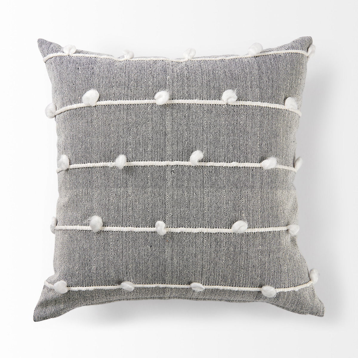 Linda 20x20 Navy And Cream With White Detail Pillow Cover, Decorative Pillow by Mercana, 20" length x 20" width x 0.2" height View 9