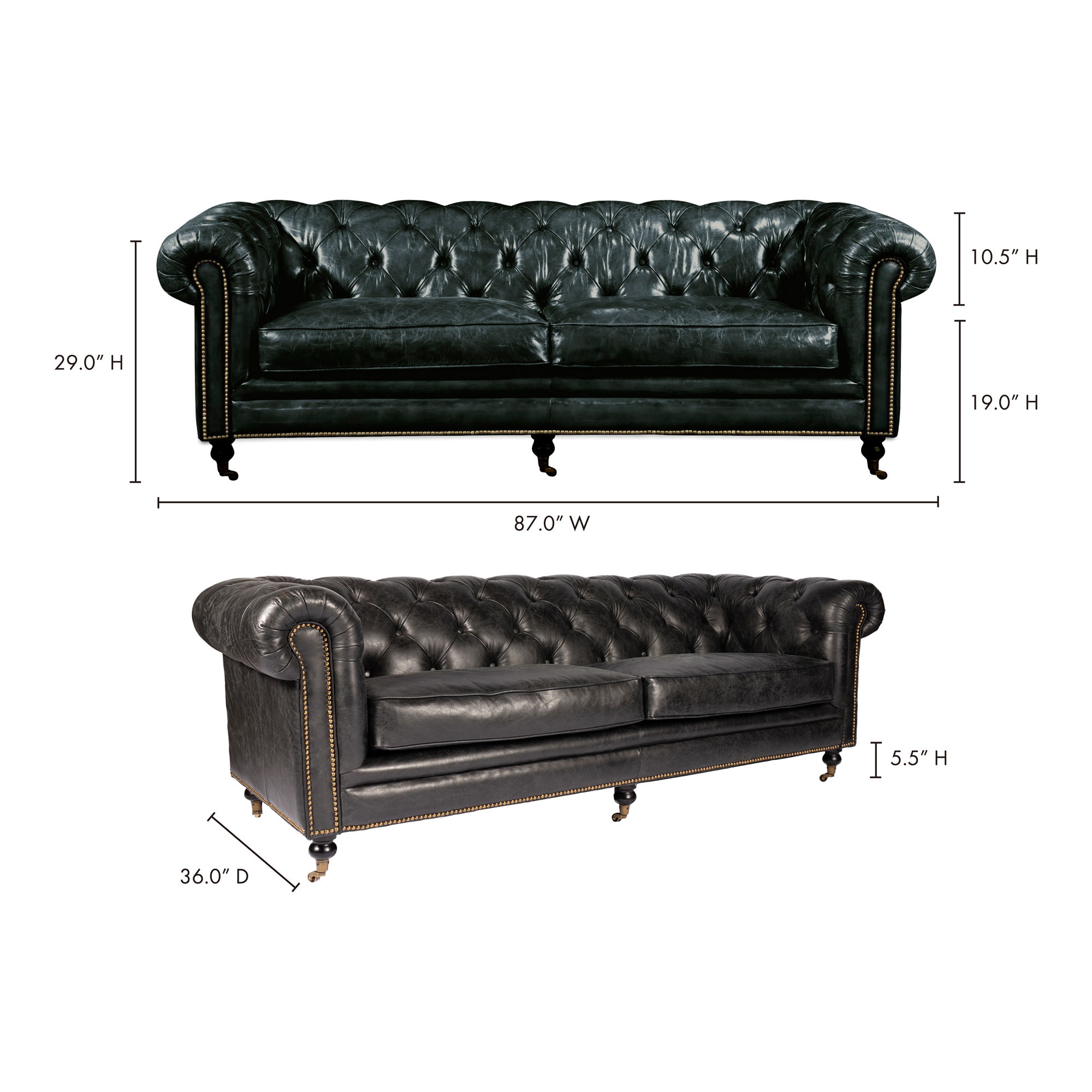 Birmingham Sofa Black Leather large image 