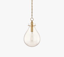 Online Designer Other OPEN BOX Mayla LED Glass Pendant, Medium 12.5", Brass