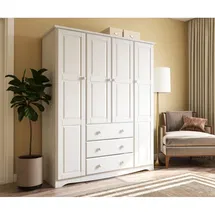 Online Designer Living Room Musman Family 100% Solid Wood 4-door Wardrobe Armoire