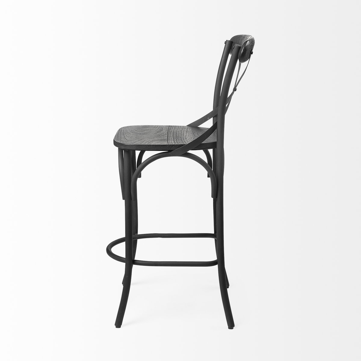 Etienne Low Back 26.25in Seat Counter Stool | Black Wood with Metal, Counter & Bar Stool by Mercana, 20.3" length x 22" width x 41.5" height View 4