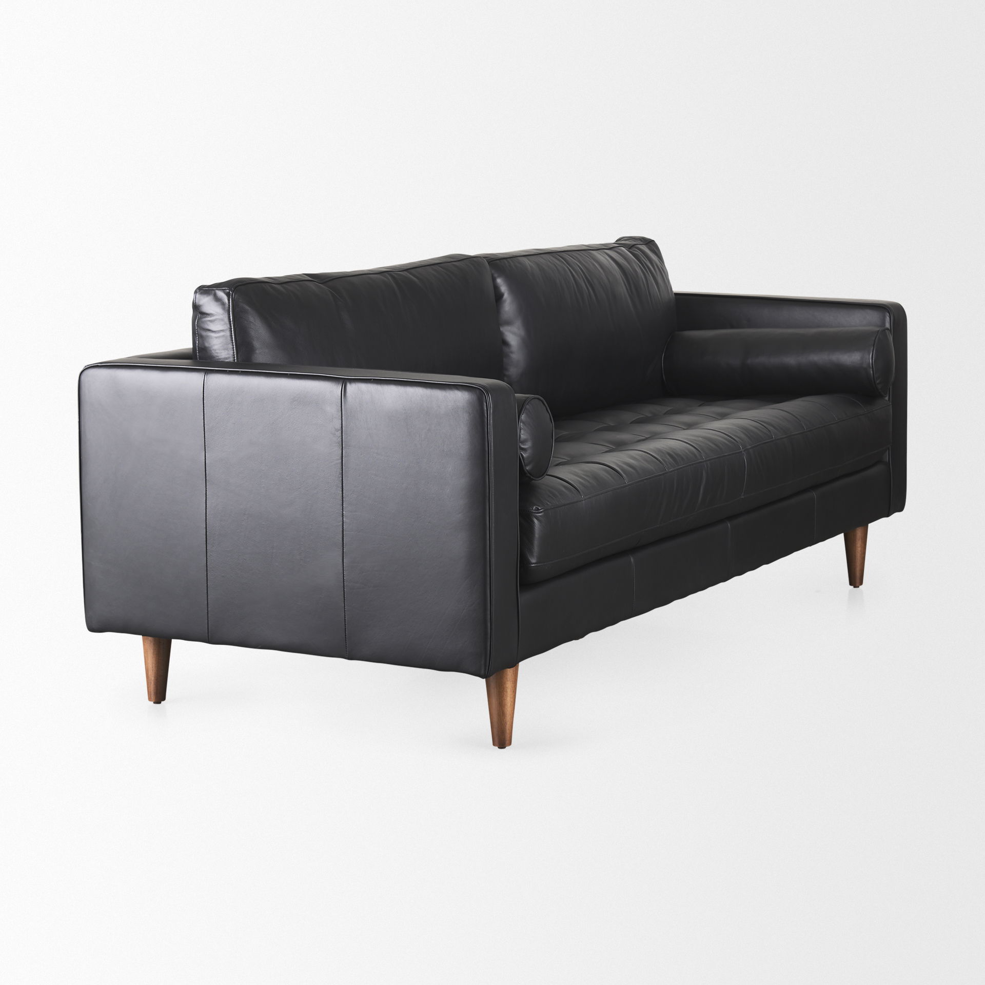 Svend  Black Leather Sofa, Sofas & Sectional by Mercana, 88" length x 38" width x 34" height View 9