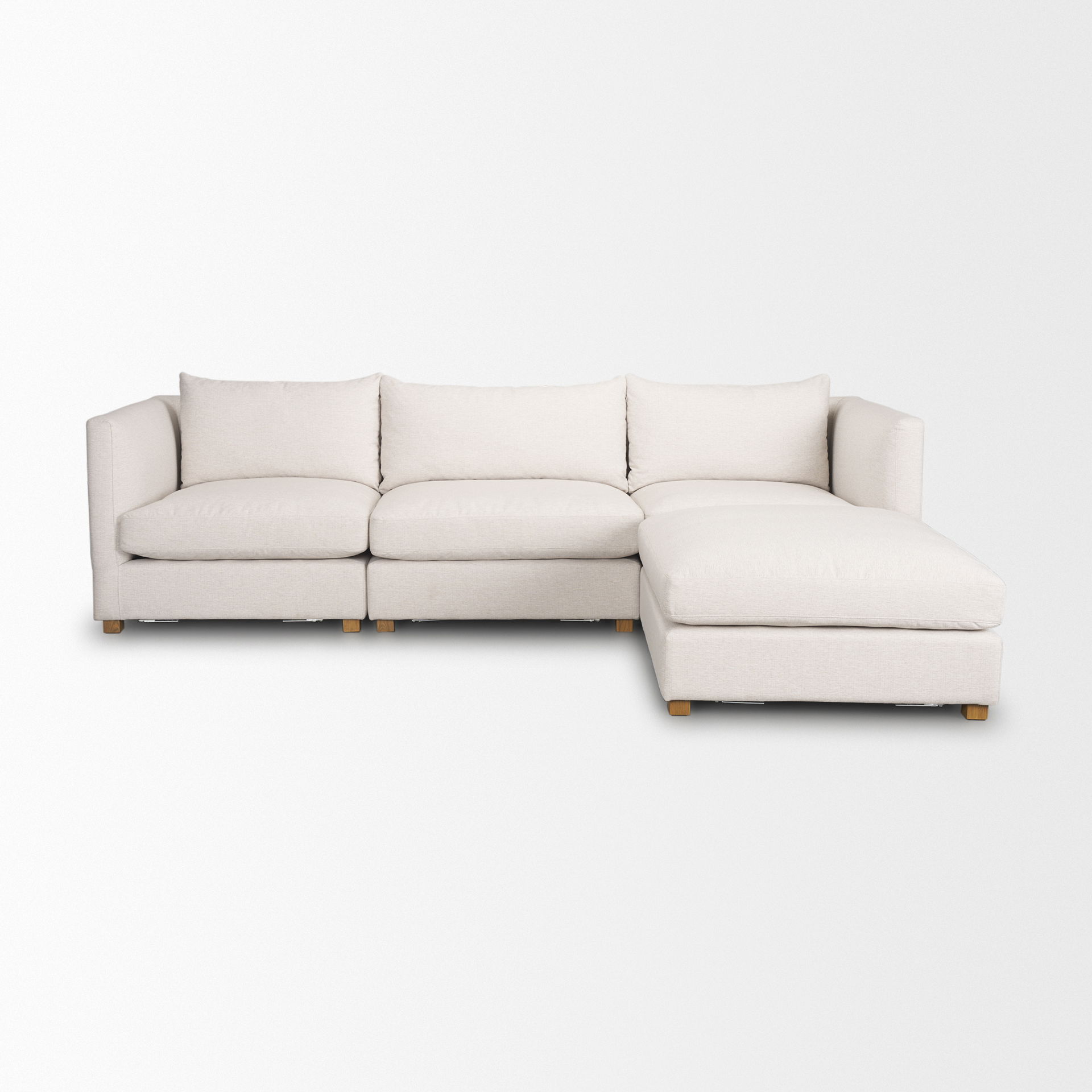 Halston 4 Piece (with 1 x Ottoman) Oatmeal Chaise Sofa Set large image 