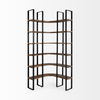 Turner II 37L x 10.5W x 90H Curved Dark Brown Wood And Black Iron Six Shelving Unit, Shelving & Bookcase by Mercana, 36.5" length x 36.5" width x 90" height thumbnail 4