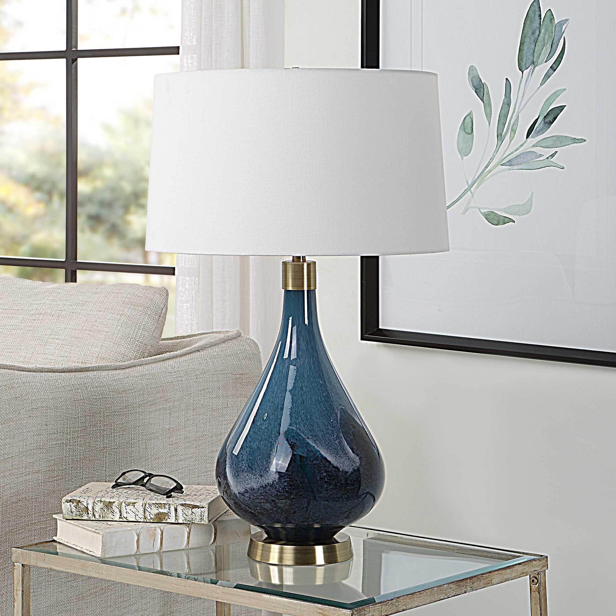 Riviera Art Glass Table Lamp, by Uttermost, 17" width x 27.75" height x 17" depth View 4
