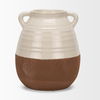 Tryna Large Beige with Matte Brown Ceramic Vase, by Mercana, 9.05" length x 9.05" width x 13.78" height thumbnail 6