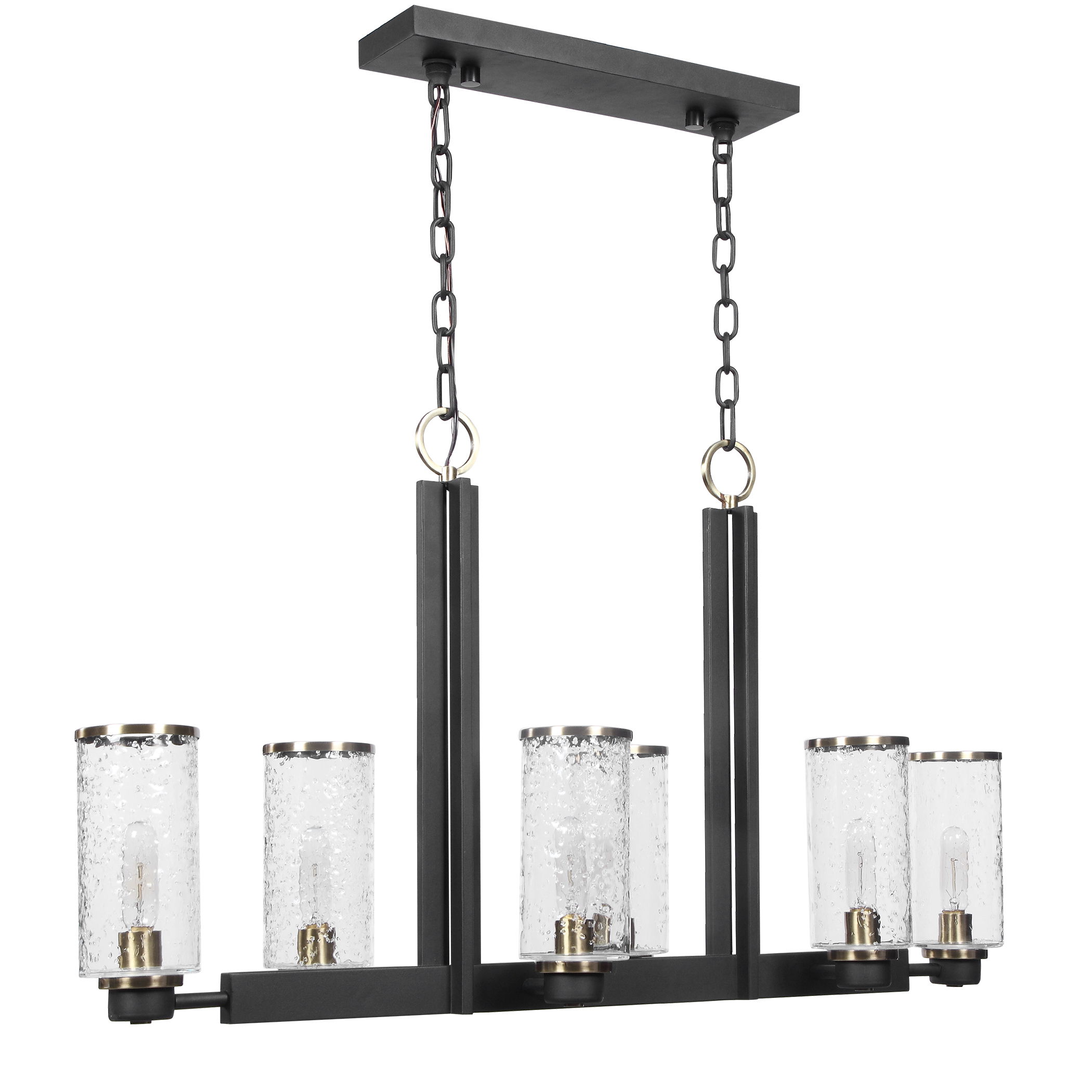 Jarsdel 6 Light Industrial Island Light, Ceiling Light by Uttermost, 44.5" width x 25" height x 11.5" depth View 5