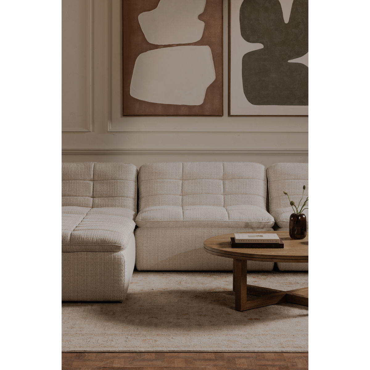 Lino Ottoman Textured Oat, by Moe's Home, 42.5" width x 17.7" height x 43.3" depth View 7