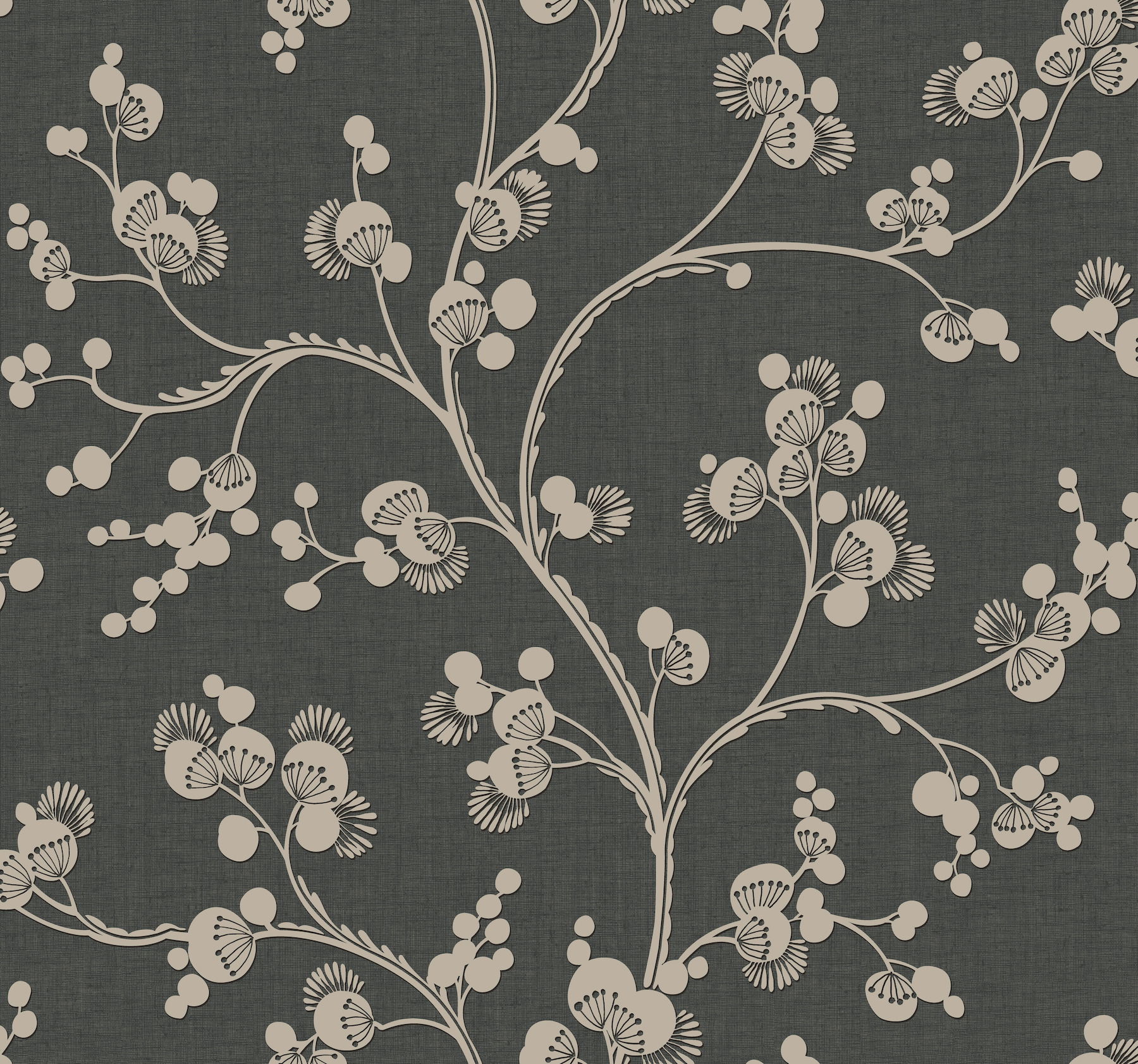 Dahlia Trail Black & Taupe Wallpaper, by York Wall, 27' length x 2'3" width x 0.02" depth View 1