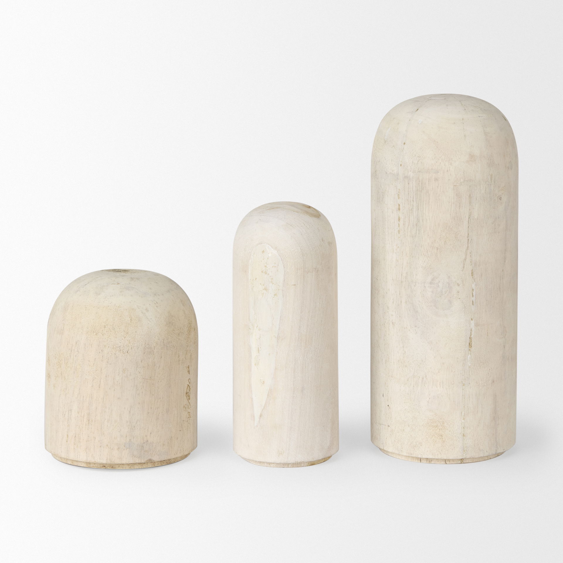 Knox Medium White-Wash Wood Decorative Object, by Mercana, 4.5" length x 4.5" width x 10" height View 8