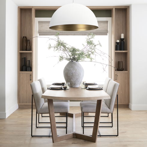 Stamford Beige Upholstered Seat with Wood Back, Black Metal Frame Dining Chair