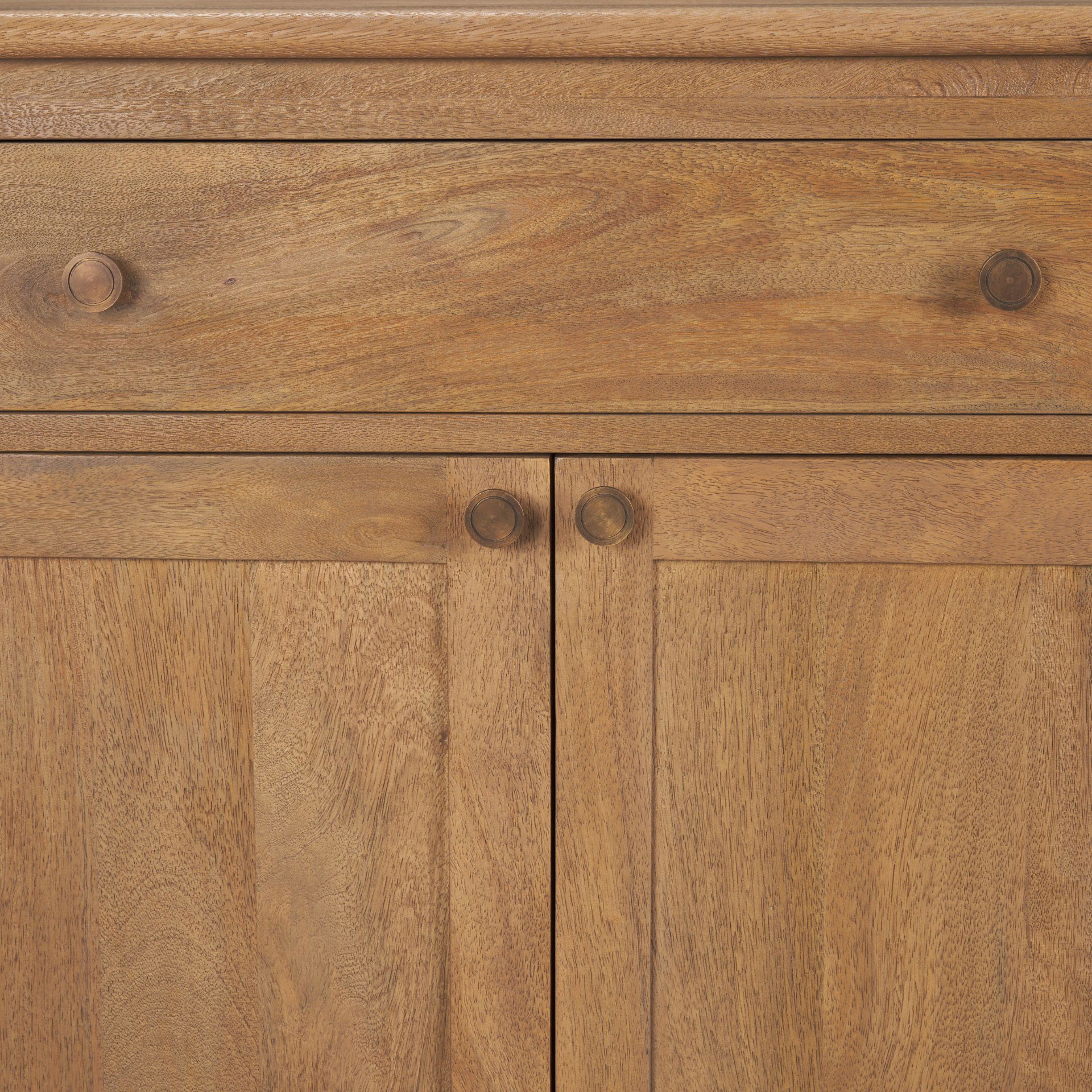 Baron Light Brown Solid Wood with Antiqued Brass Knobs 3-Drawer 6-Door Sideboard large image 