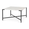 Lucas 30x30 White Marble Top Black Metal Base Coffee Table thumbnail 0