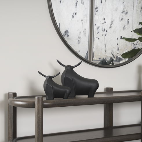 Radu Large Matte Black Metal Bull Decorative Object
