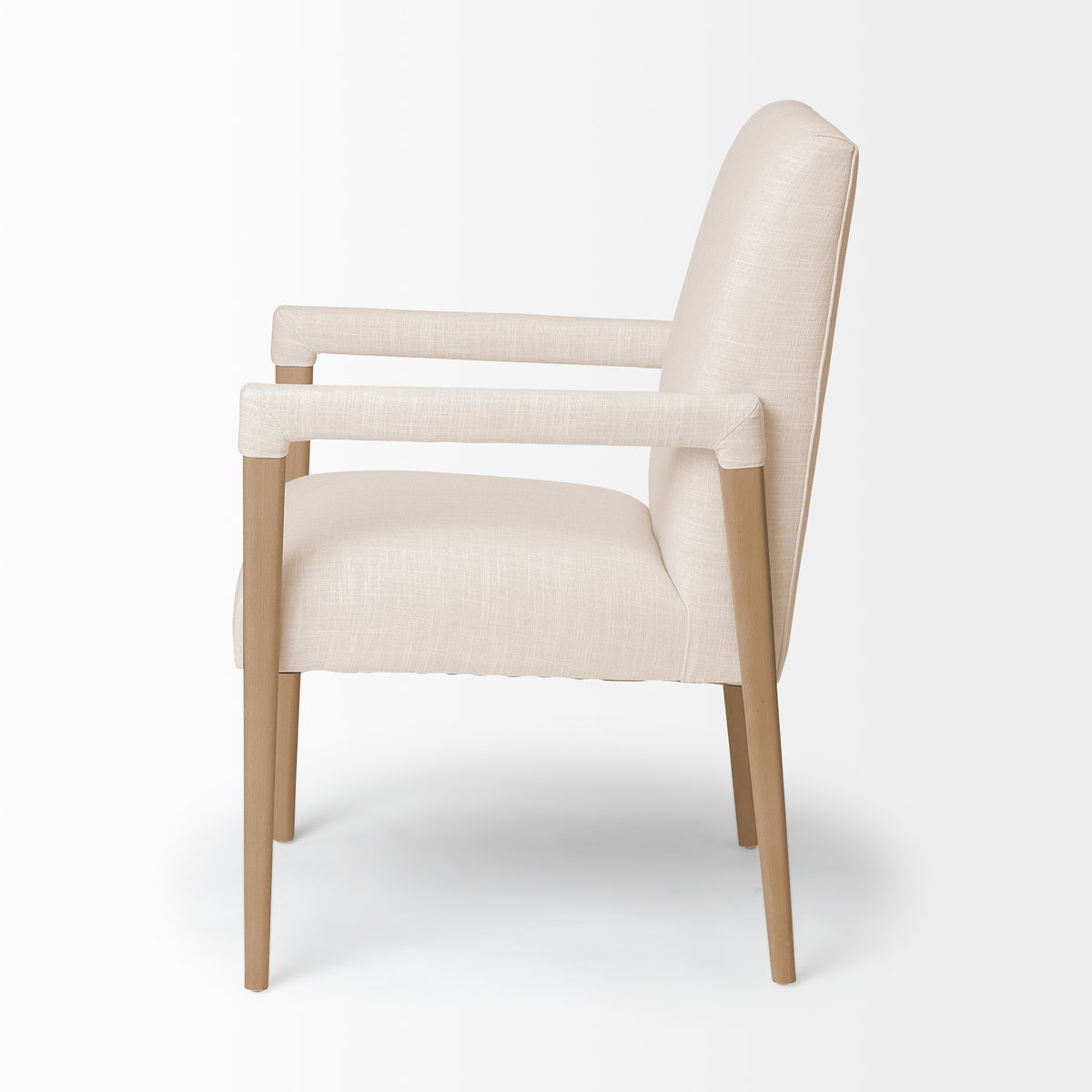 Palisades Curved Back Dining Side Chair | Cream Fabric with Brown Wood, Dining Chair by Mercana, 24.02" length x 25.59" width x 36.22" height View 5