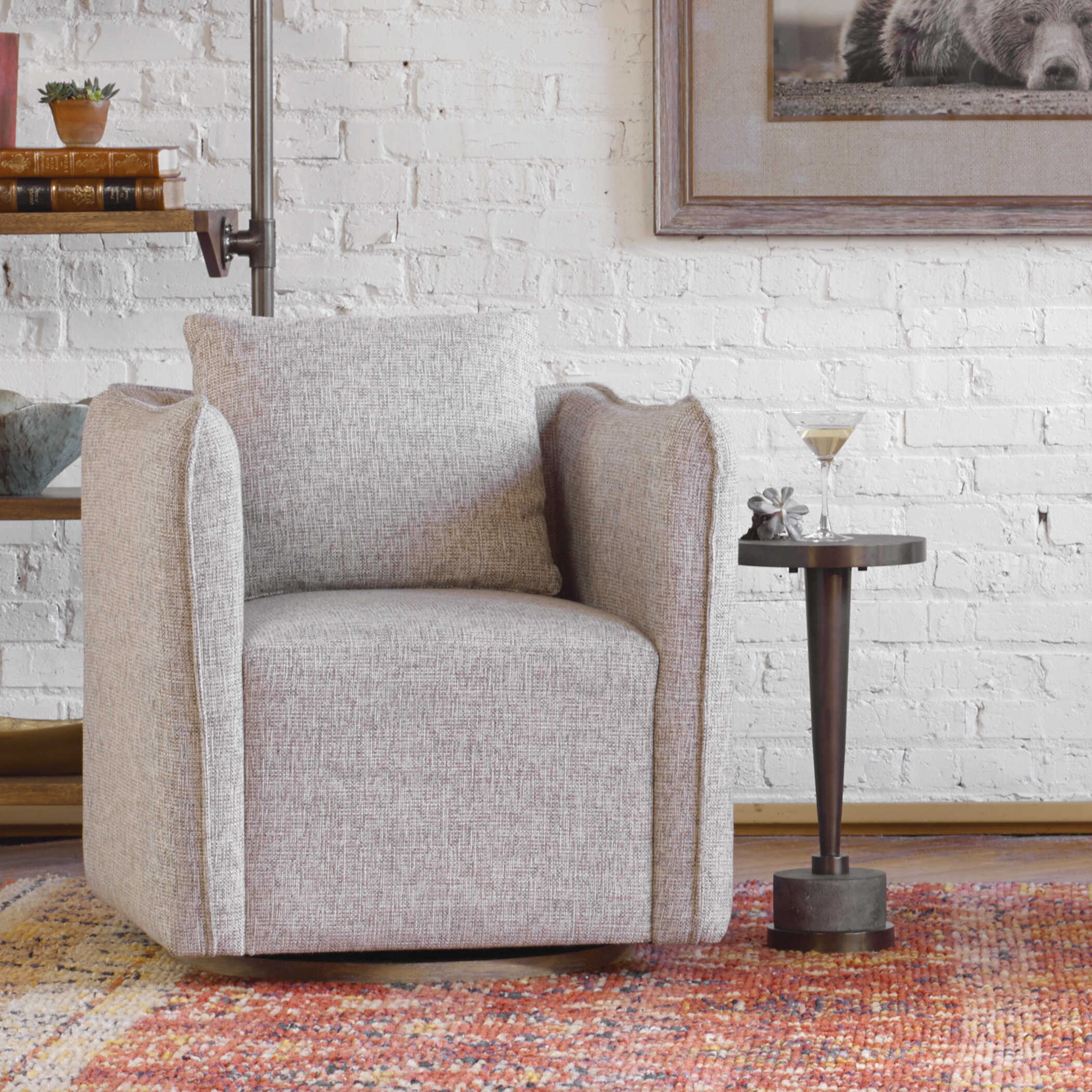 Masika Bronze Accent Table, Furniture by Uttermost, 10.5" width x 21.62" height x 10.5" depth View 5