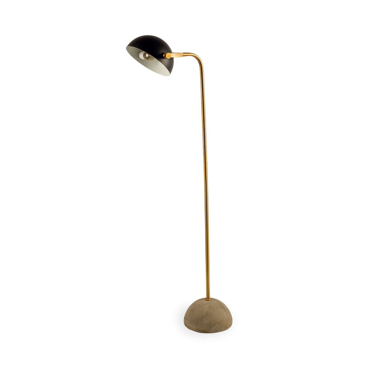 Denmark (55.1'H) Black/Gold Concrete Base Metal Shade Floor Lamp, by Mercana, 18.9" length x 10" width x 55.12" height View 1
