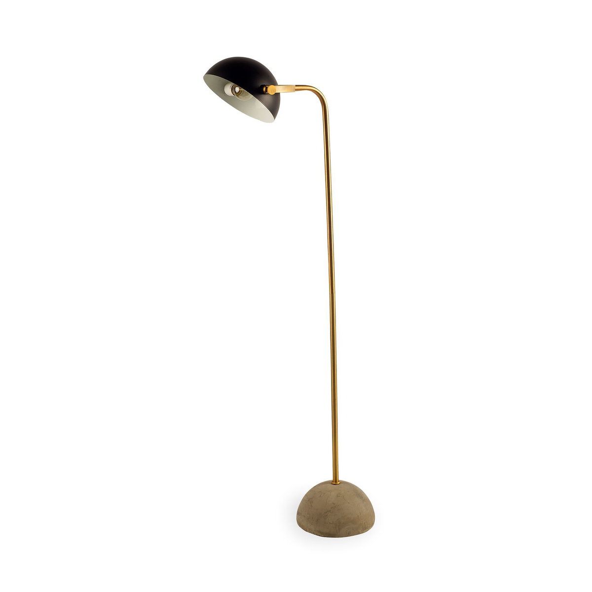 Denmark (55.1'H) Black/Gold Concrete Base Metal Shade Floor Lamp, by Mercana, 18.9" length x 10" width x 55.12" height View 1