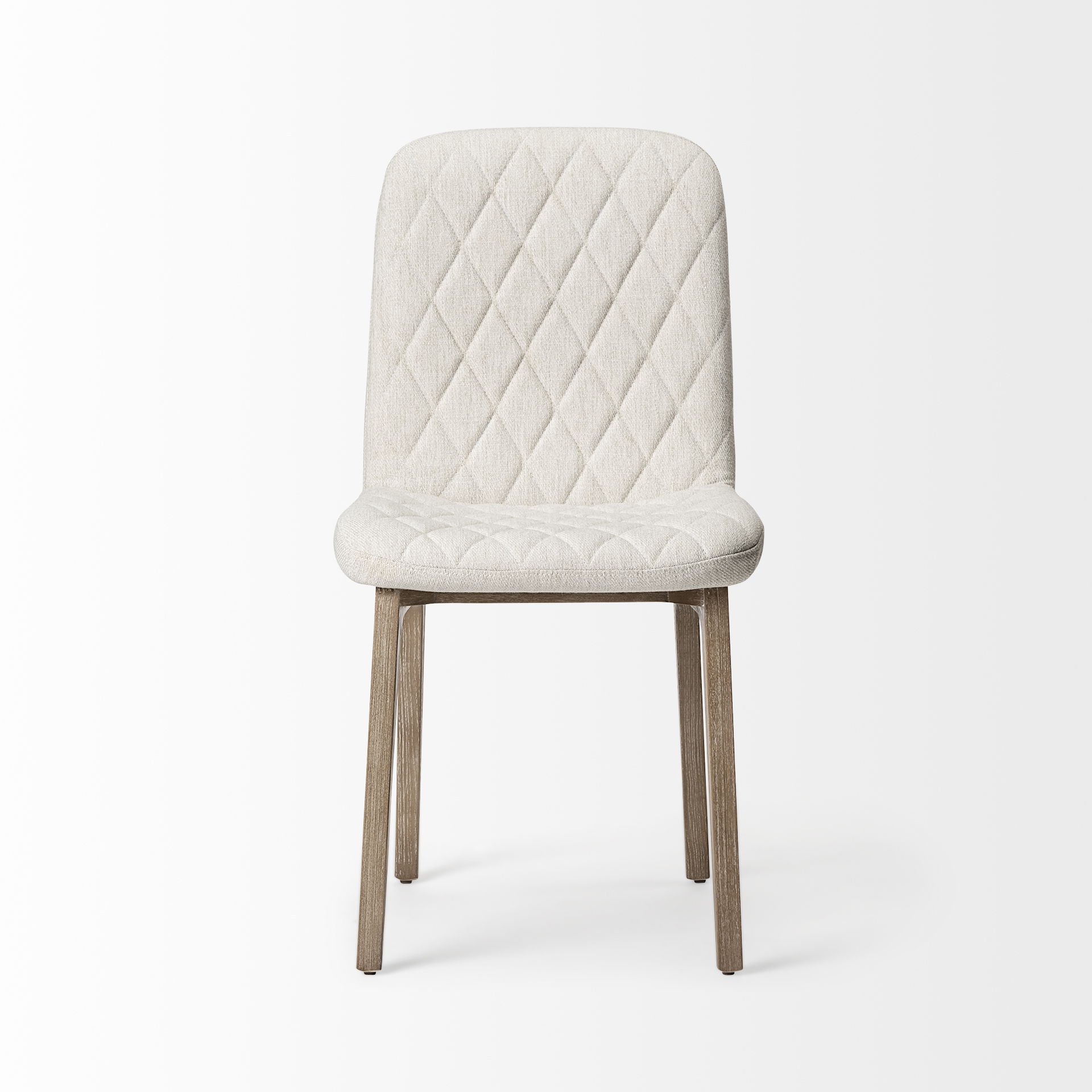 David Diamond Tuffed Cream Fabric Wrap Brown Wood Base Dining Chair large image 
