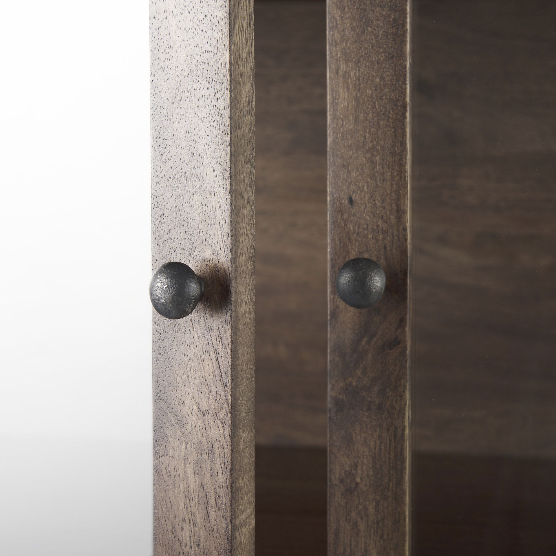 Arelius 36L x 18.75W x 63H Medium Brown Wood with Black Metal Base Display Cabinet large image 