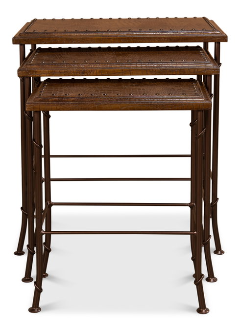 Croc Leather Nesting Tables Set/3