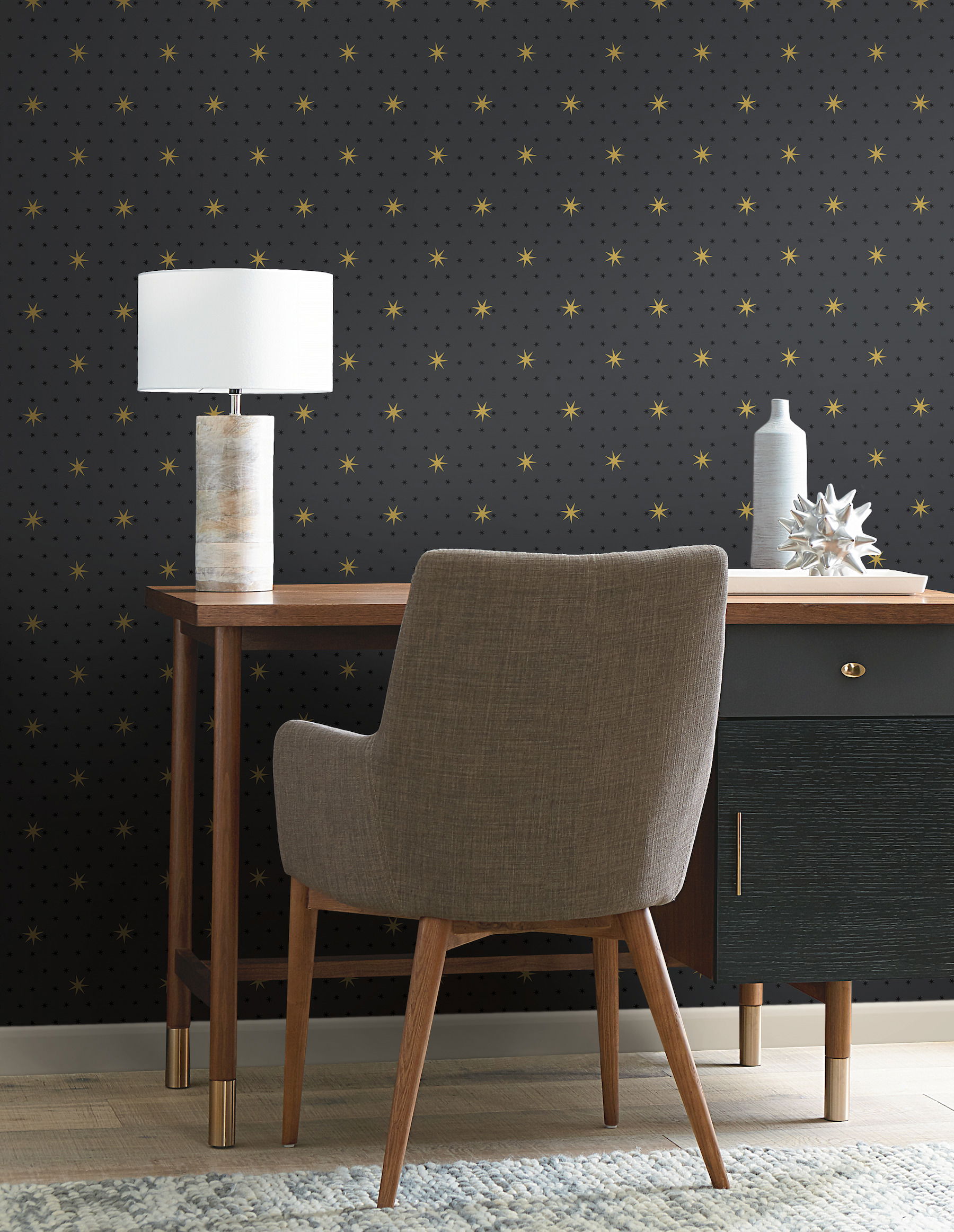 Stella Star Black Metallic Wallpaper large image 