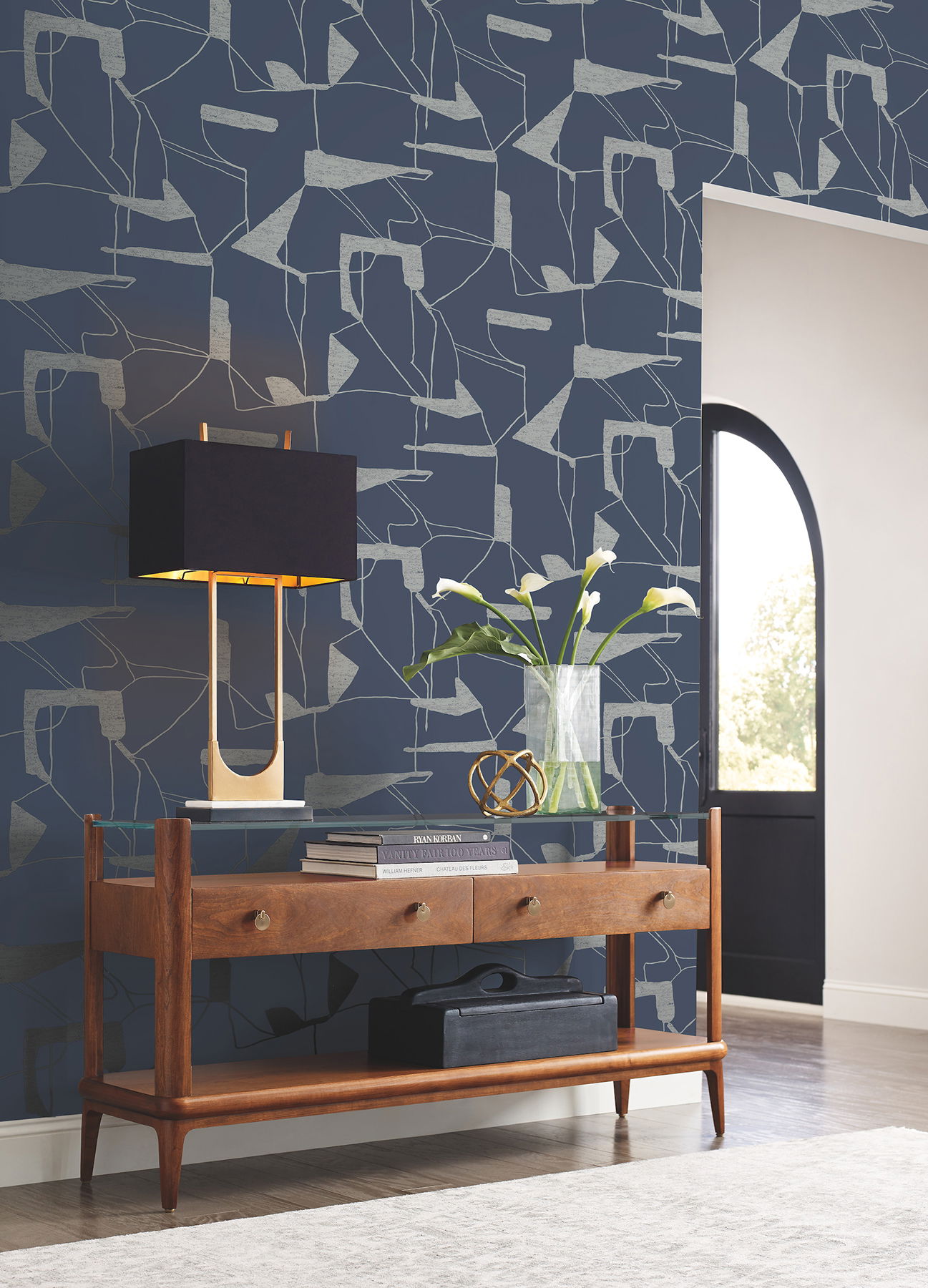 Abstract Geo Navy & Silver Wallpaper Abstract Geo Navy & Silver Wallpaper large image