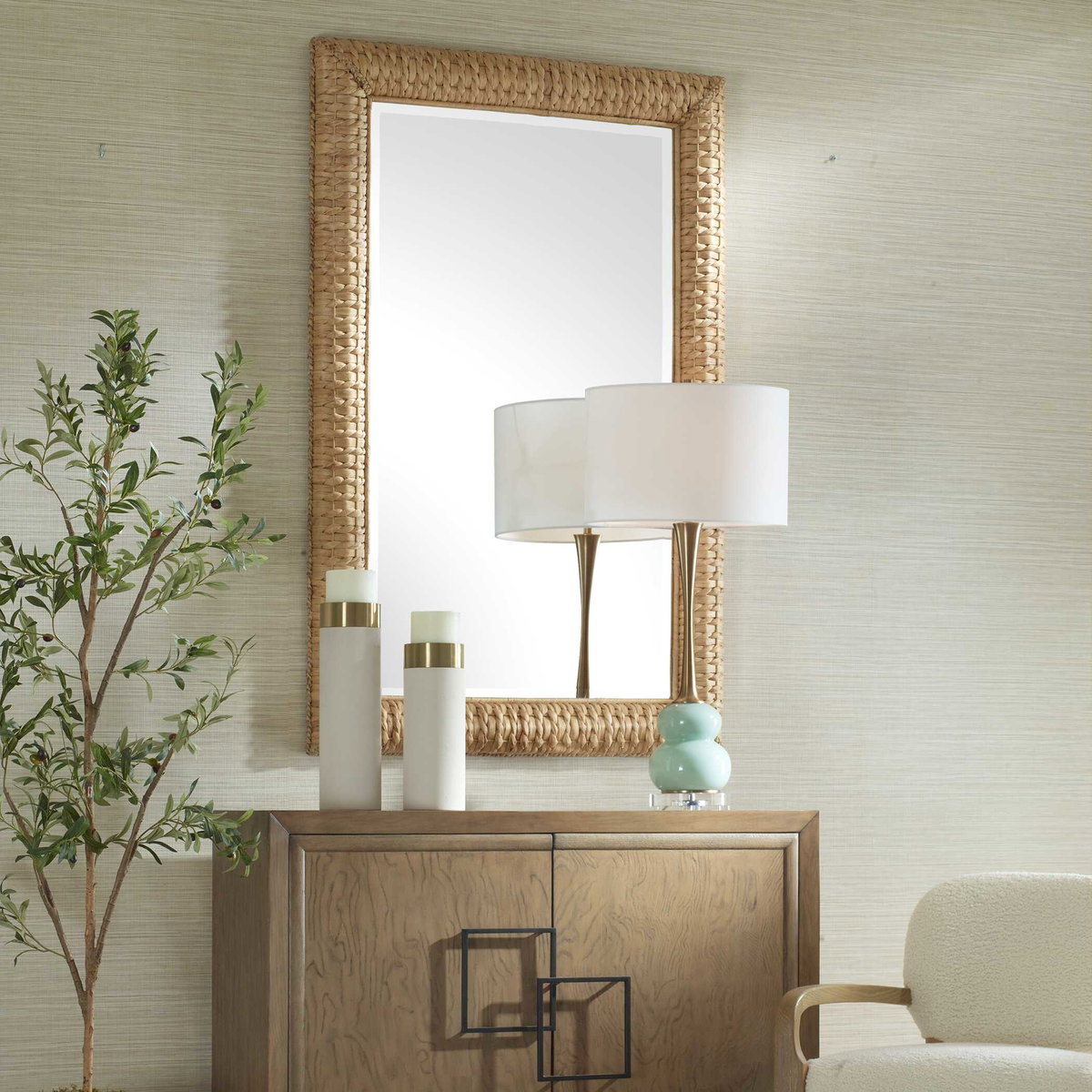 Twisted Seagrass Large Mirror, by Uttermost, 38" width x 58" height x 2.5" depth View 4