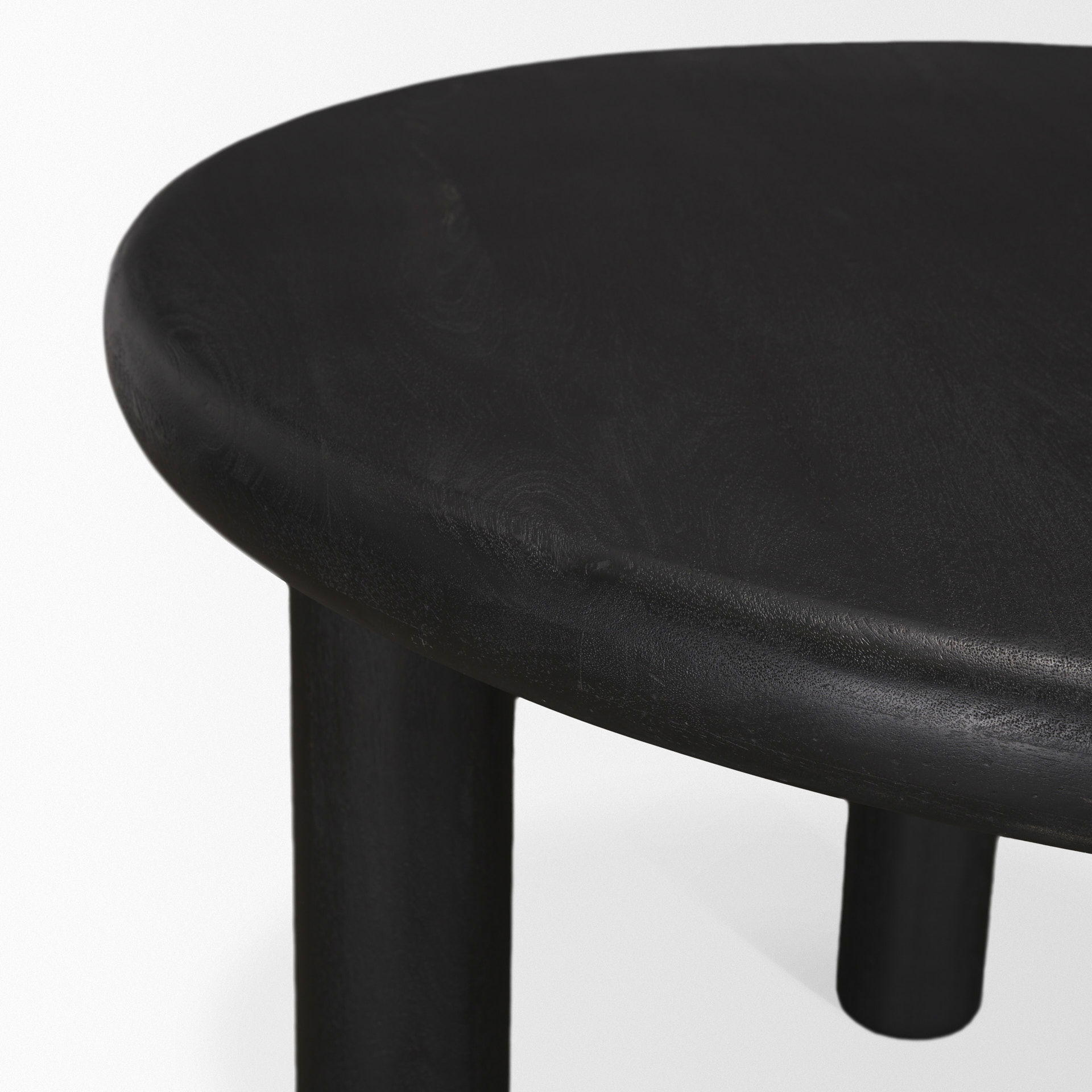 Soma Textured Black Mango Wood Round Dining Table, by Mercana, 48" length x 48" width x 30" height View 8