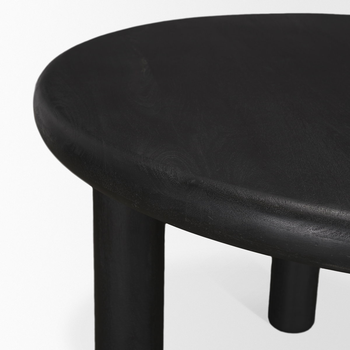 Soma Textured Black Mango Wood Round Dining Table, by Mercana, 48" length x 48" width x 30" height View 8